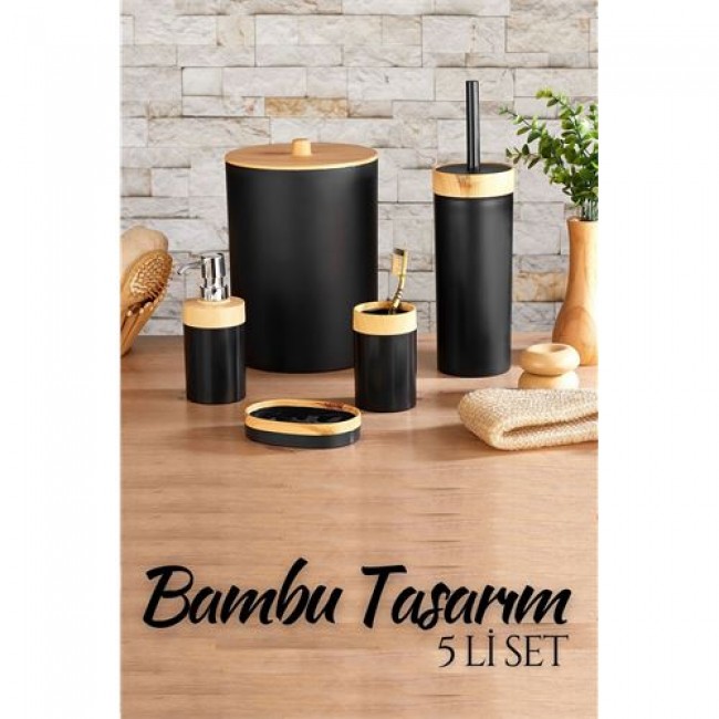Renkmix 5 Li Banyo Seti Bambu Design Si̇yah 718977