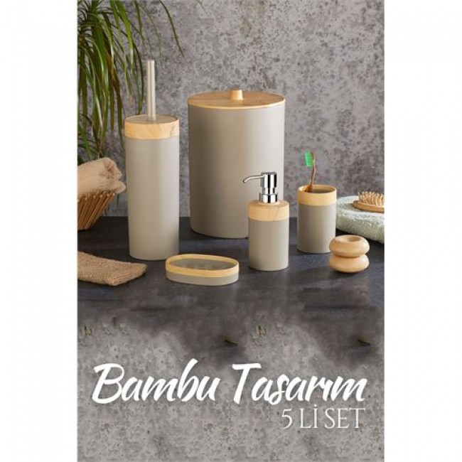 Renkmix 5 Li Banyo Seti Bambu Design Latte 718979