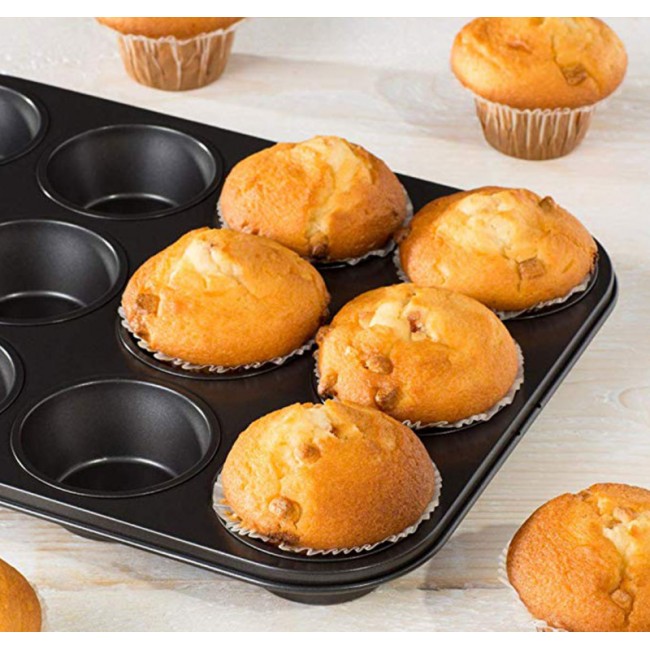 İndirimde 12 bölmeli metal yapışmaz muffin kek kalıbı
