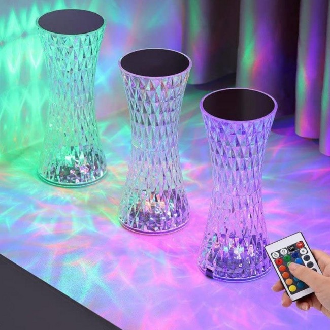 İndirimde Kum saati model akrilik kristal ambiyans lamba şarjlı kumandalı farklı işık renkleri