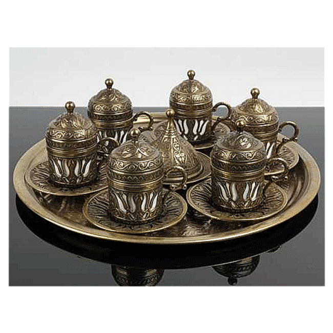 İndirimde Osmanlı motifli 6 kişilik türk kahve seti ( 3 renk )