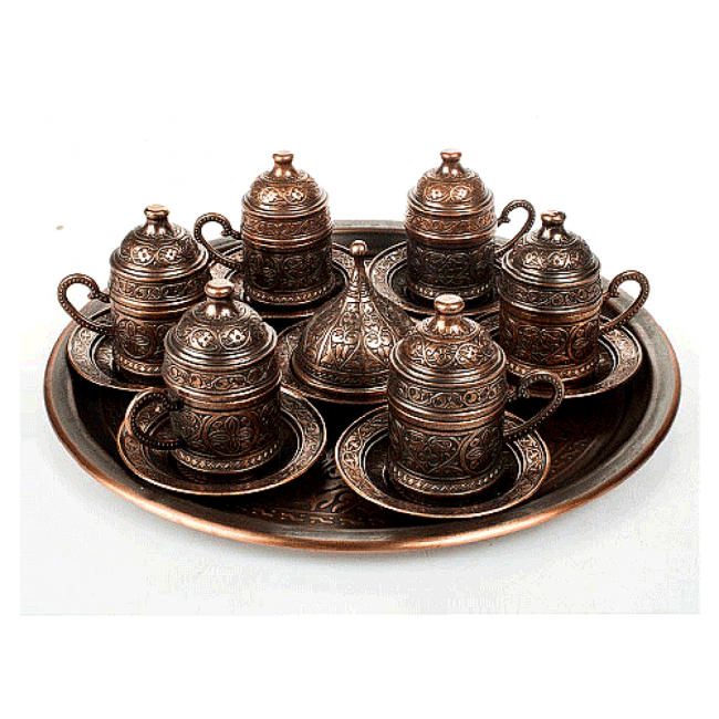 İndirimde Osmanlı motifli 6 kişilik türk kahve seti ( 3 renk )