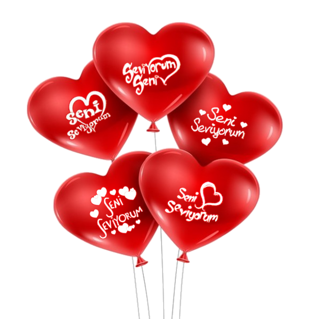 İndirimde Seni seviyorum yazılı 50 li kalp balon